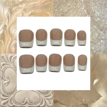 French White Acrylic Square press On Nail L201