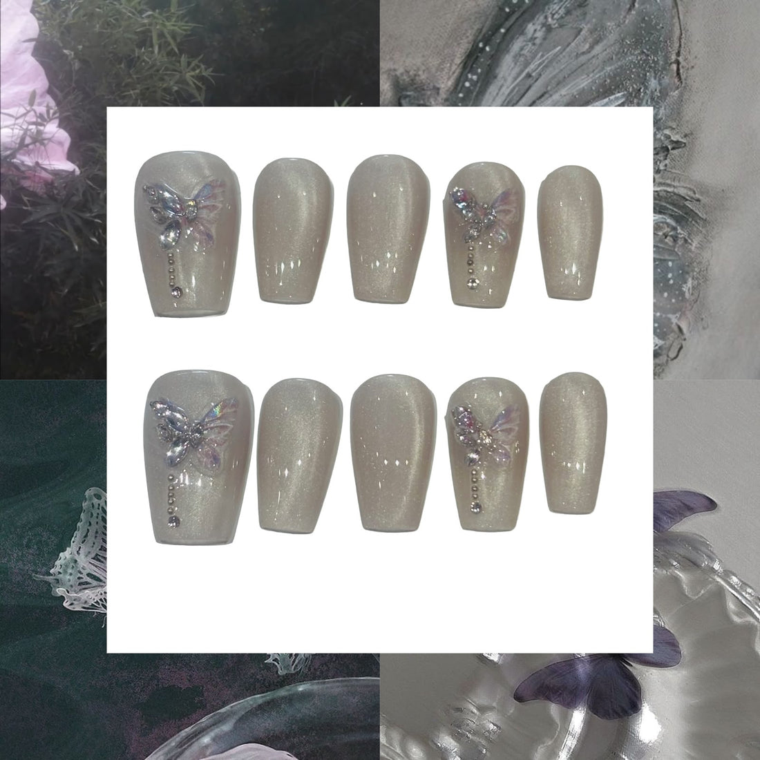 Pearl Garden Acrylic Coffin press On Nail L225 - MaYonail Store
