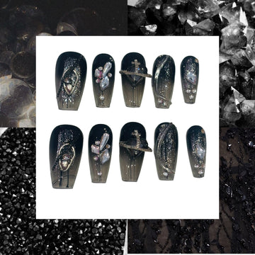 Jade Cove Acrylic Coffin press On Nail L318