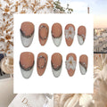 Paris Flower Acrylic Almond press On Nail L177 - MaYonail Store