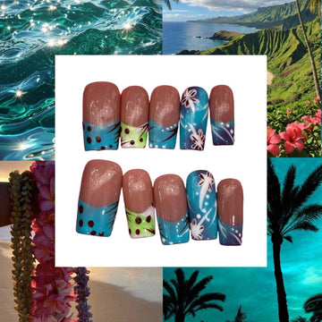 Aloha Latte Acrylic Square  Press On Nail