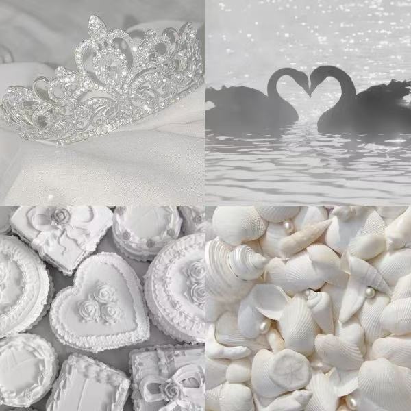 White Queen Hearts Acrylic Almond  Press On Nail