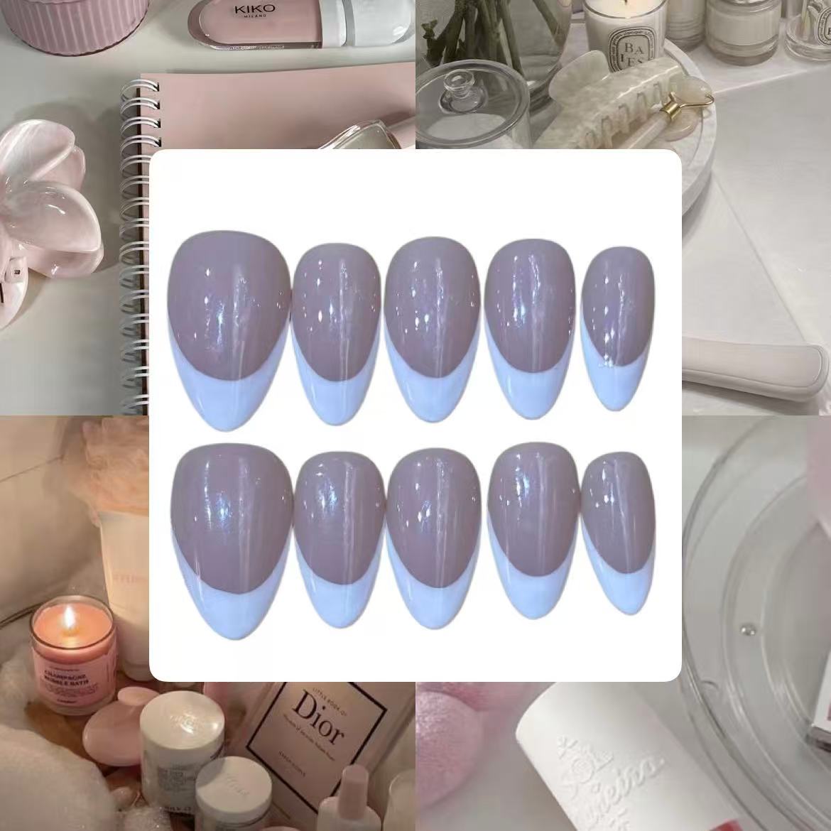 Almond French Acrylic Almond Press On Nail - MaYonail Store