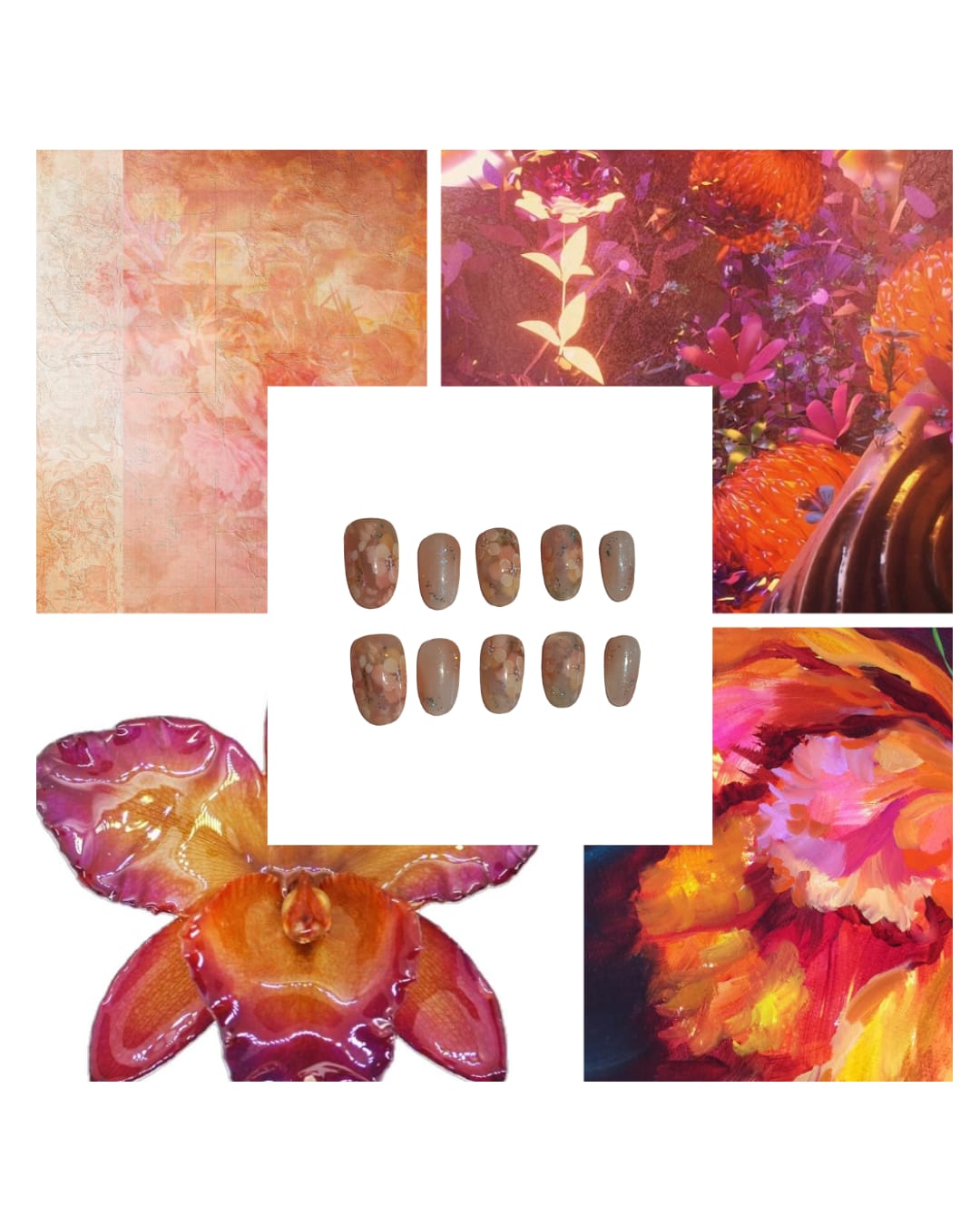 Amber Bloom Acrylic Square Press On Nail - MaYonail Store