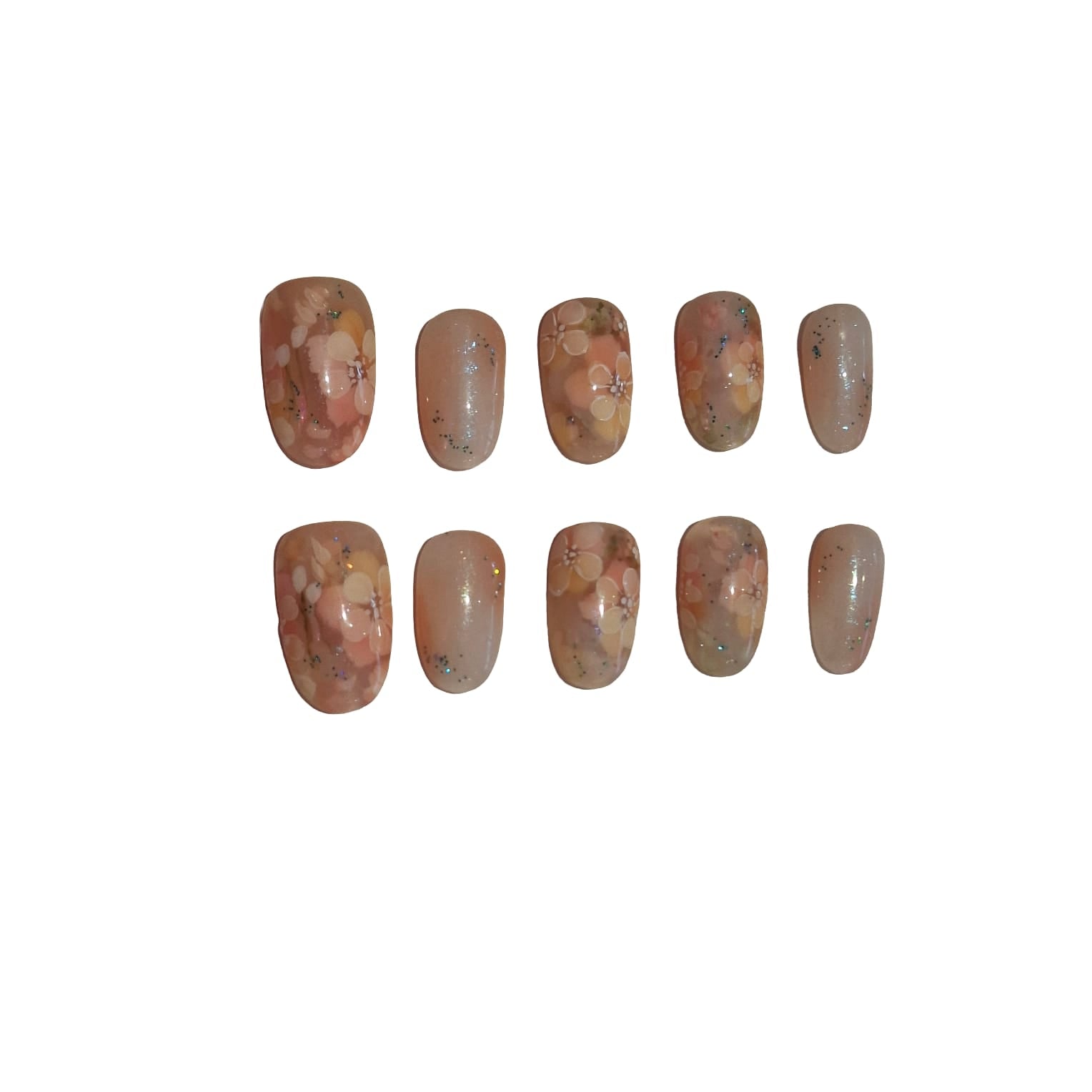Amber Bloom Acrylic Square Press On Nail - MaYonail Store