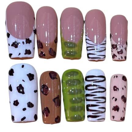 Animal Print Acylic Square Press On Nail - MaYonail Store