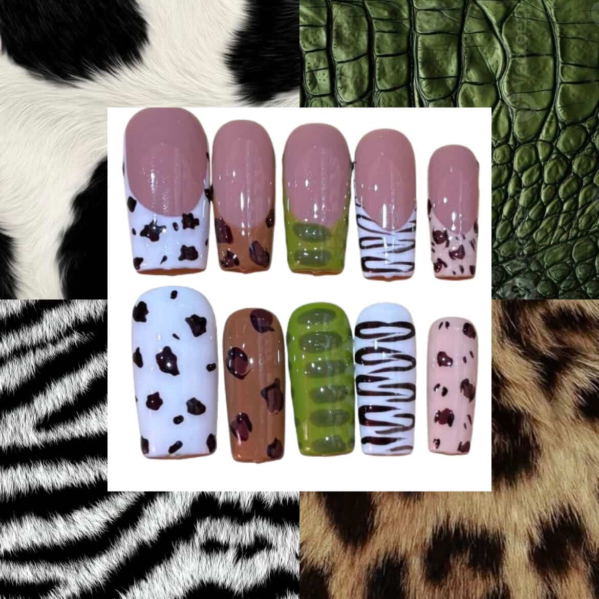 Animal Print Acylic Square Press On Nail - MaYonail Store