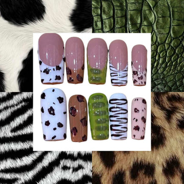 Animal Print Acylic Square Press On Nail - MaYonail Store