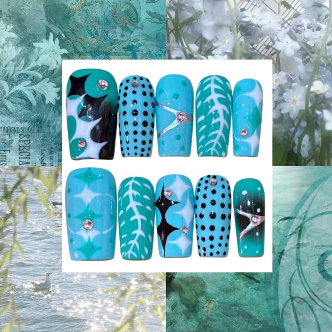 Azul Nature Acylic Square Press On Nail - MaYonail Store