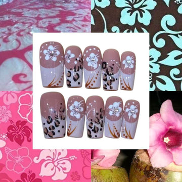 Beach Babe Acrylic Square Press On Nail