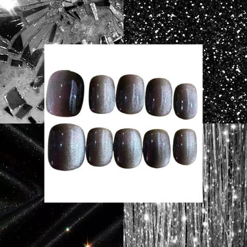 Black Jewel Acrylic Oval Press On Nail - MaYonail Store
