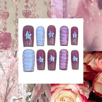 Rose Star Acrylic Square Press On Nail