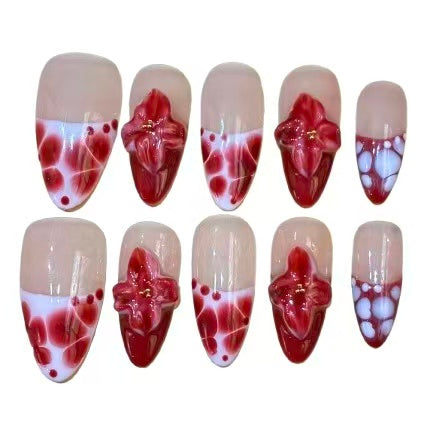 Blooming Lillies Acrylic Almond Press On Nail - MaYonail Store