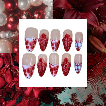 Blooming Lillies Acrylic Almond Press On Nail - MaYonail Store