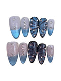 Blue Butterfly Acylic Almond Press On Nail - MaYonail Store