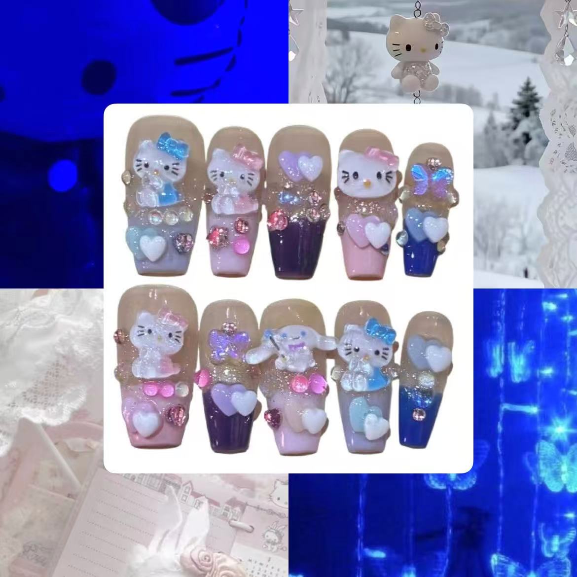 Kitty Cutie Acrylic Coffin Press On Nail - MaYonail Store