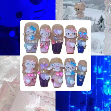 Kitty Cutie Acrylic Coffin Press On Nail - MaYonail Store