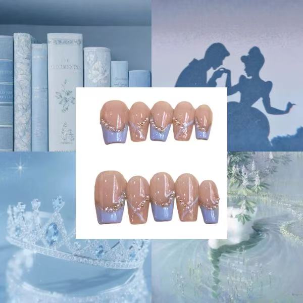 Blue Princess Acrylic Coffin press On Nail - MaYonail Store
