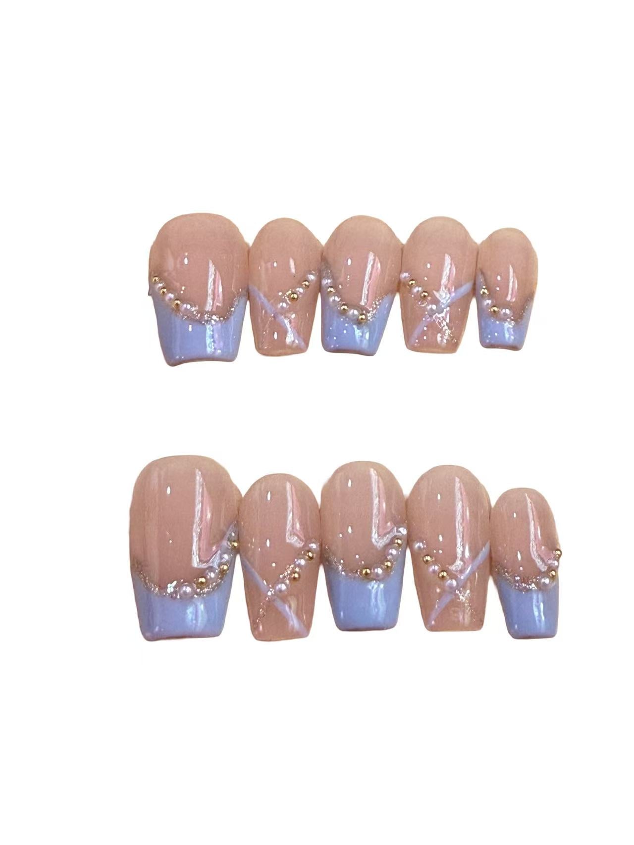 Blue Princess Acrylic Coffin press On Nail - MaYonail Store