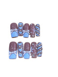Snow Blue Acrylic Coffin Press On Nail - MaYonail Store