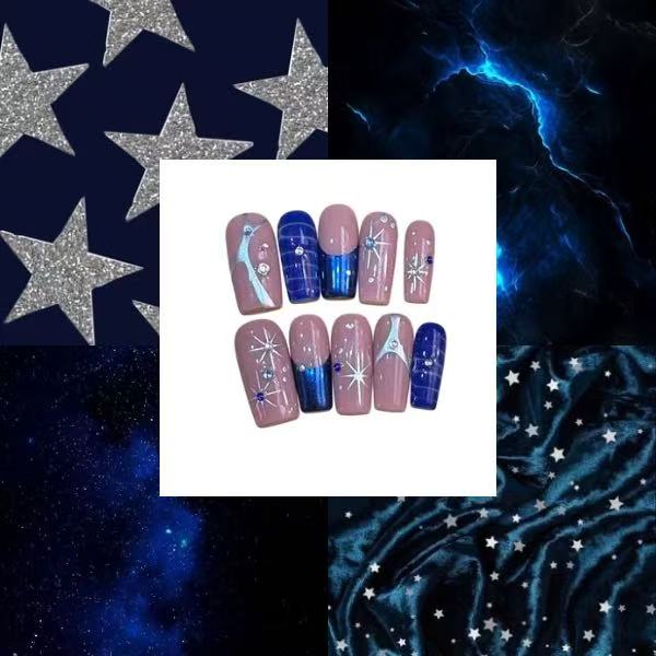 Snow Blue Acrylic Coffin Press On Nail - MaYonail Store