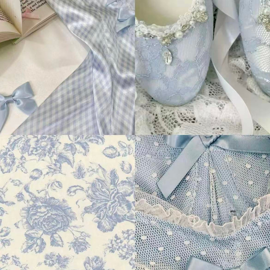 Bluebell Bow Acrylic Almond Press On Nail