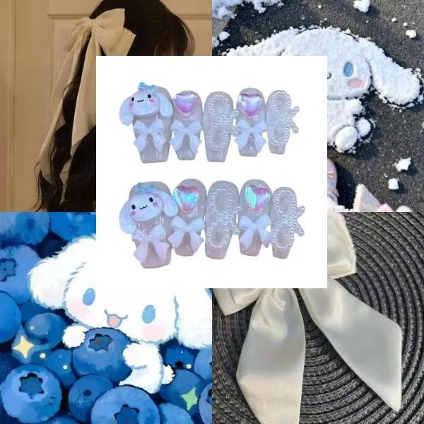 Bow Cinnamonroll Acrylic Coffin Press On Nail - MaYonail Store