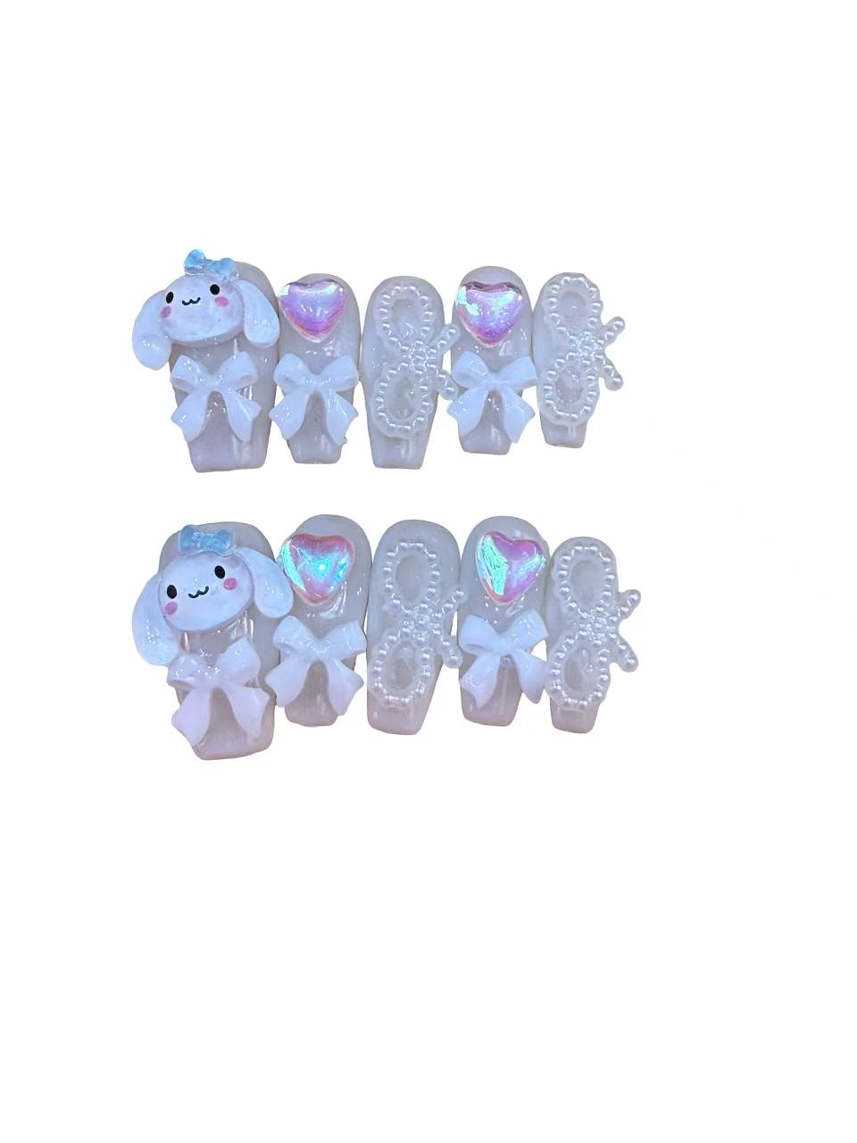 Bow Cinnamonroll Acrylic Coffin Press On Nail - MaYonail Store