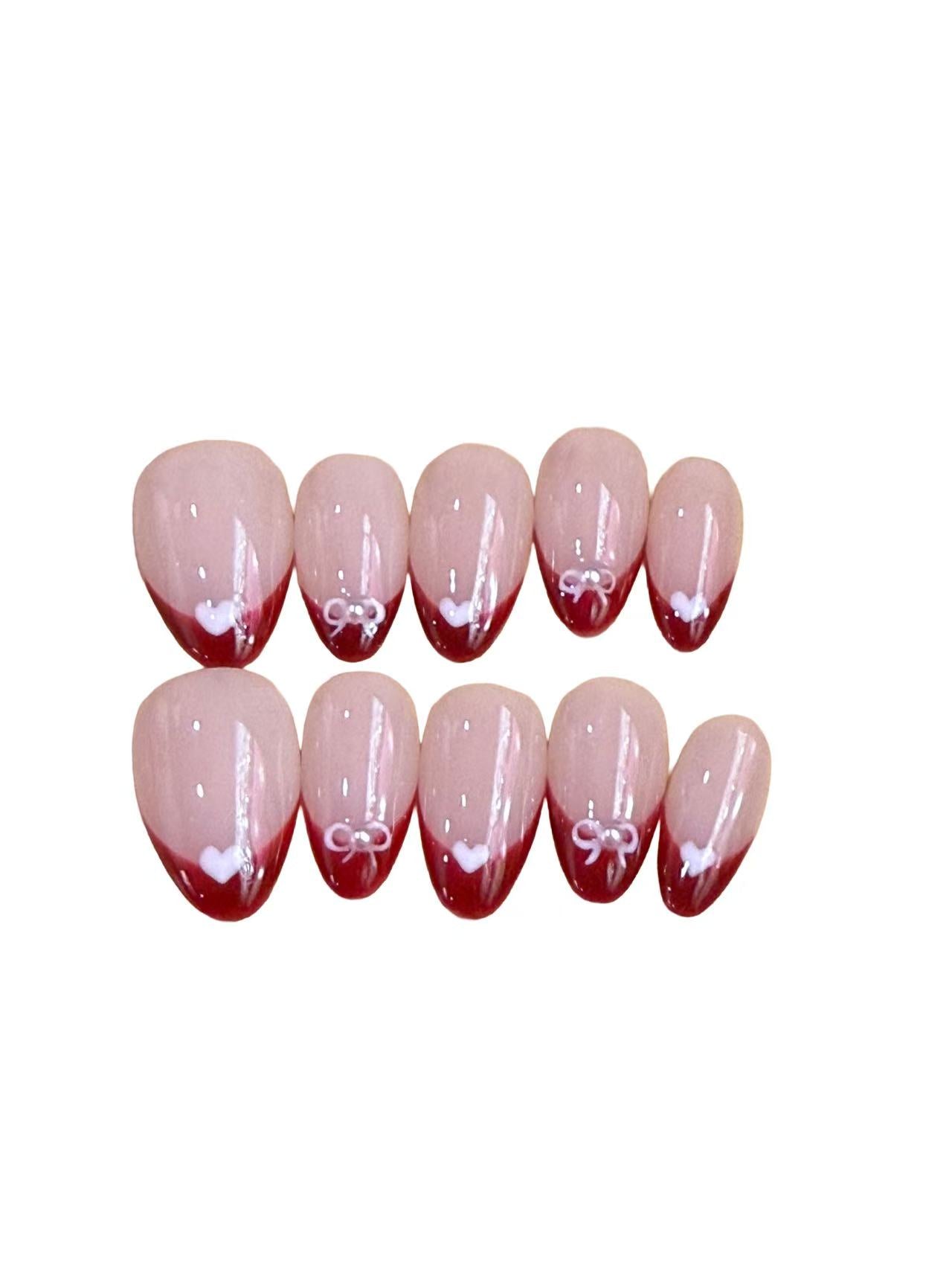 Bow Love Acrylic Almond Press On Nail - MaYonail Store