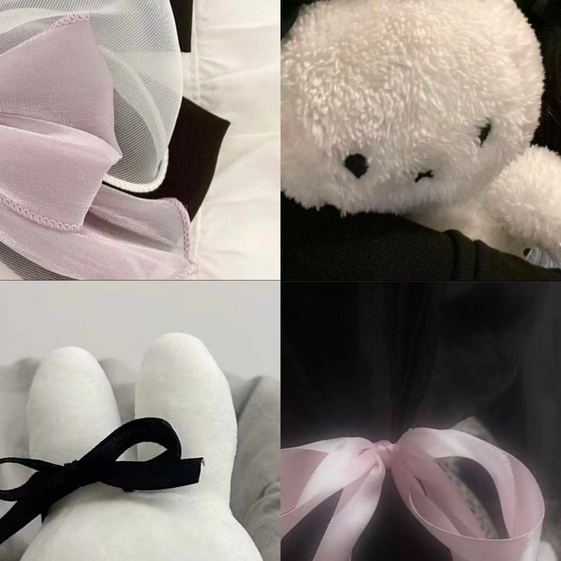 Bunny Bows Acylic Almond Press On Nail