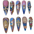Celestial Blue Acrylic Stiletto Press On Nail - MaYonail Store