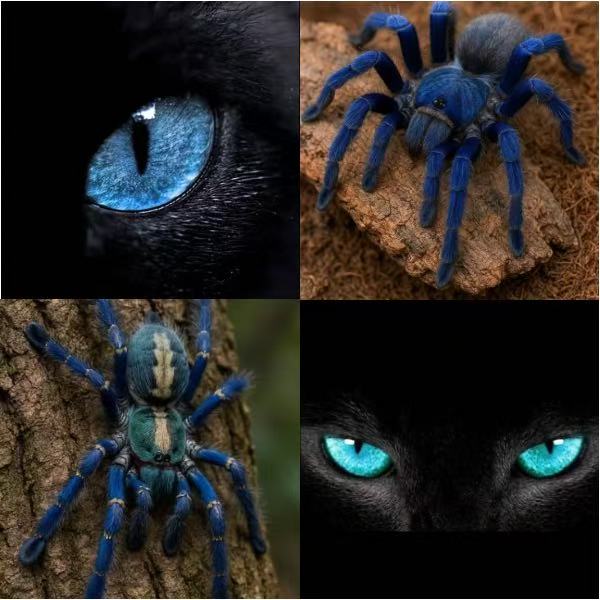 Cerulean Watching Spider Acrylic Stilletto Press On Nail