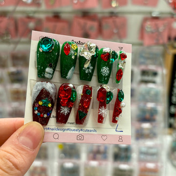 Christmas Acrylic Coffin Press On Nail