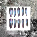 Silver Chrome Acrylic Almond Press On Nail - MaYonail Store