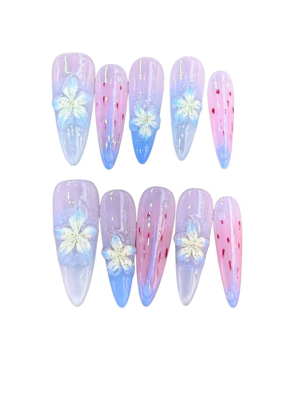 Cotton Candy Acylic Almond Press On Nail - MaYonail Store
