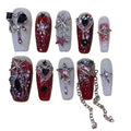 Crimson Chains Acrylic Coffin Press On Nail - MaYonail Store
