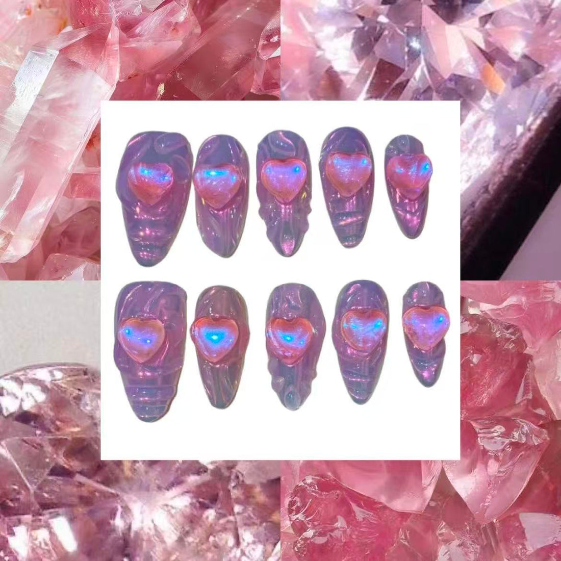 Crystal Jewels Acylic Almond Press On Nail - MaYonail Store