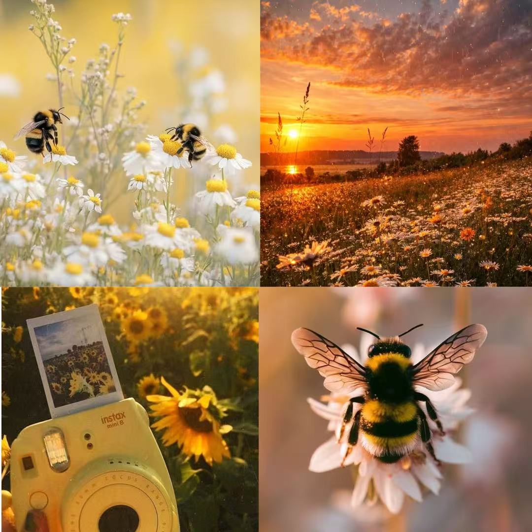 Daisy Bee Acrylic Square  Press On Nail