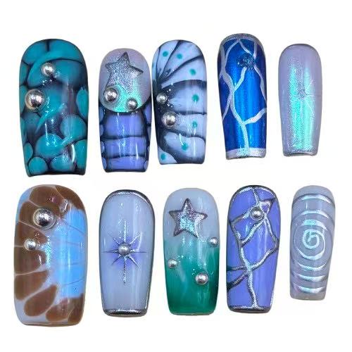 Coral Reef Acrylic Square Press On Nail - MaYonail Store