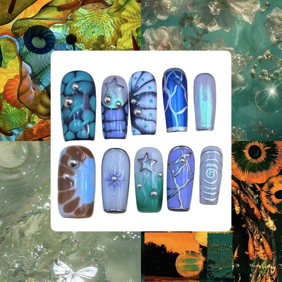 Coral Reef Acrylic Square Press On Nail - MaYonail Store