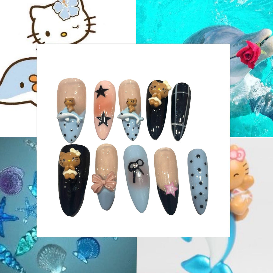 Dolphin Dreams  Acrylic Stiletto Press On Nail - MaYonail Store