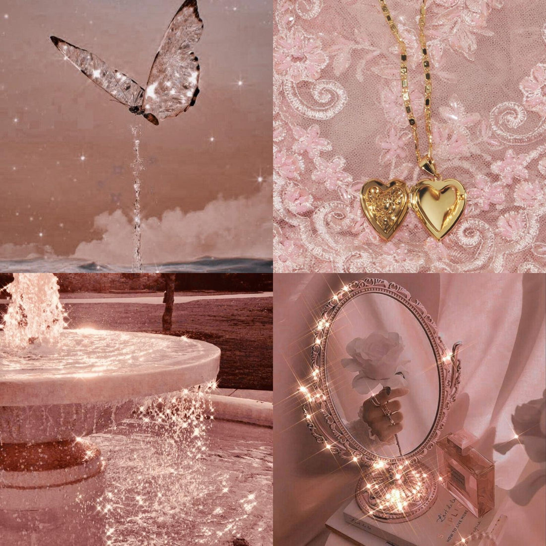 Rosegold Butterfly Acrylic Almond press On Nail