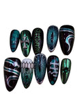 Emerald Snake Acylic Almond Press On Nail - MaYonail Store