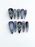 Emeralds Flowers Acrylic Stiletto Press On Nail - MaYonail Store