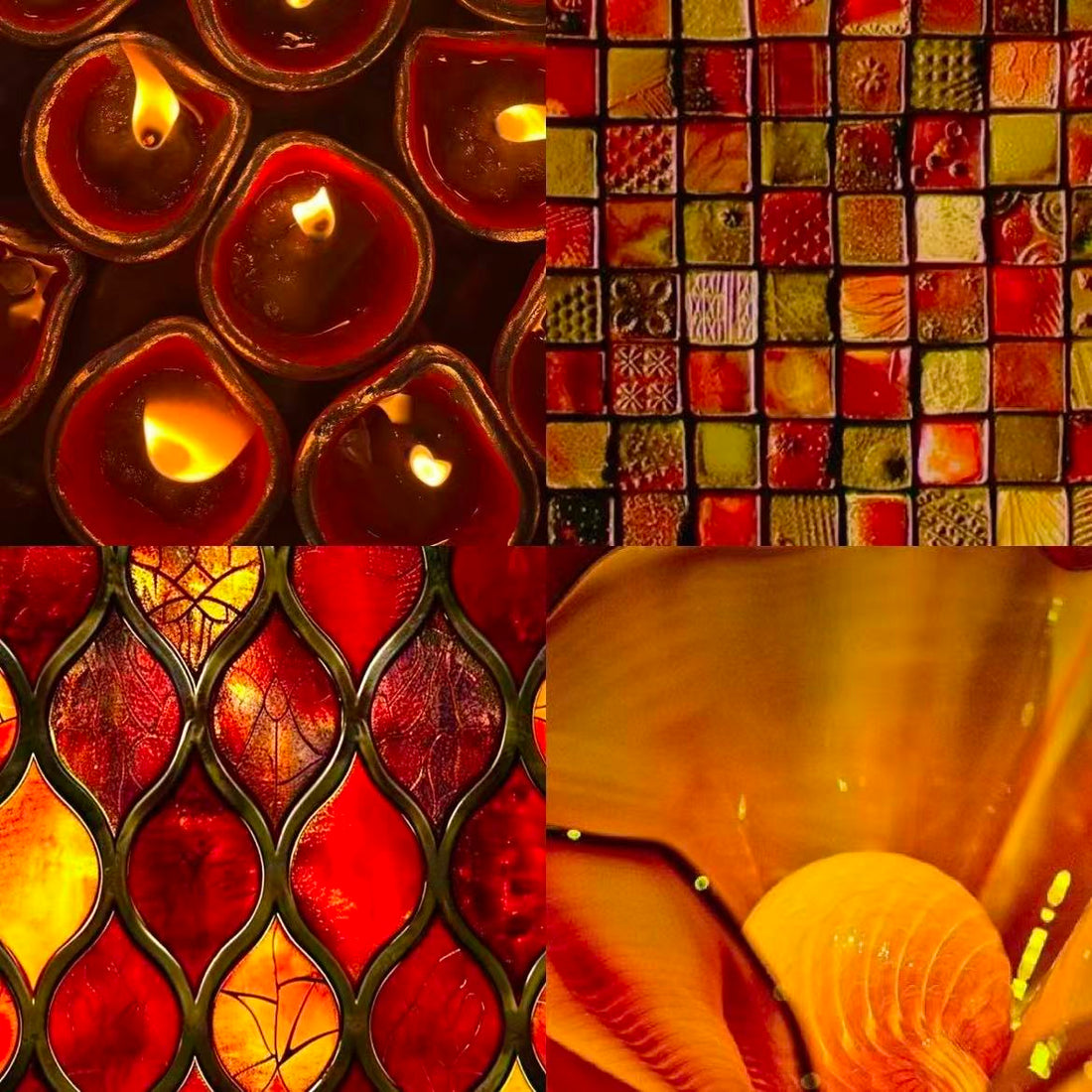 Fiery Sun Acrylic Square Press On Nail