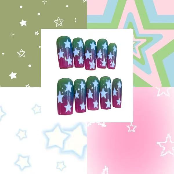 Galactic Starfall Acrylic Coffin Press On Nail - MaYonail Store