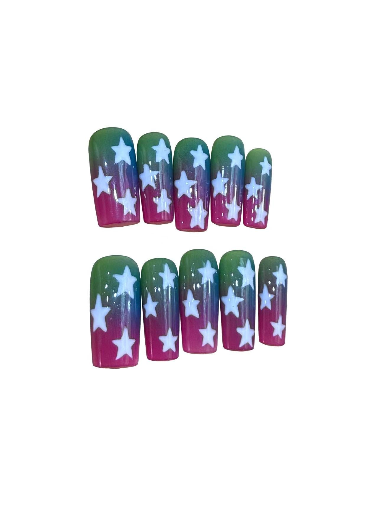 Galactic Starfall Acrylic Coffin Press On Nail - MaYonail Store