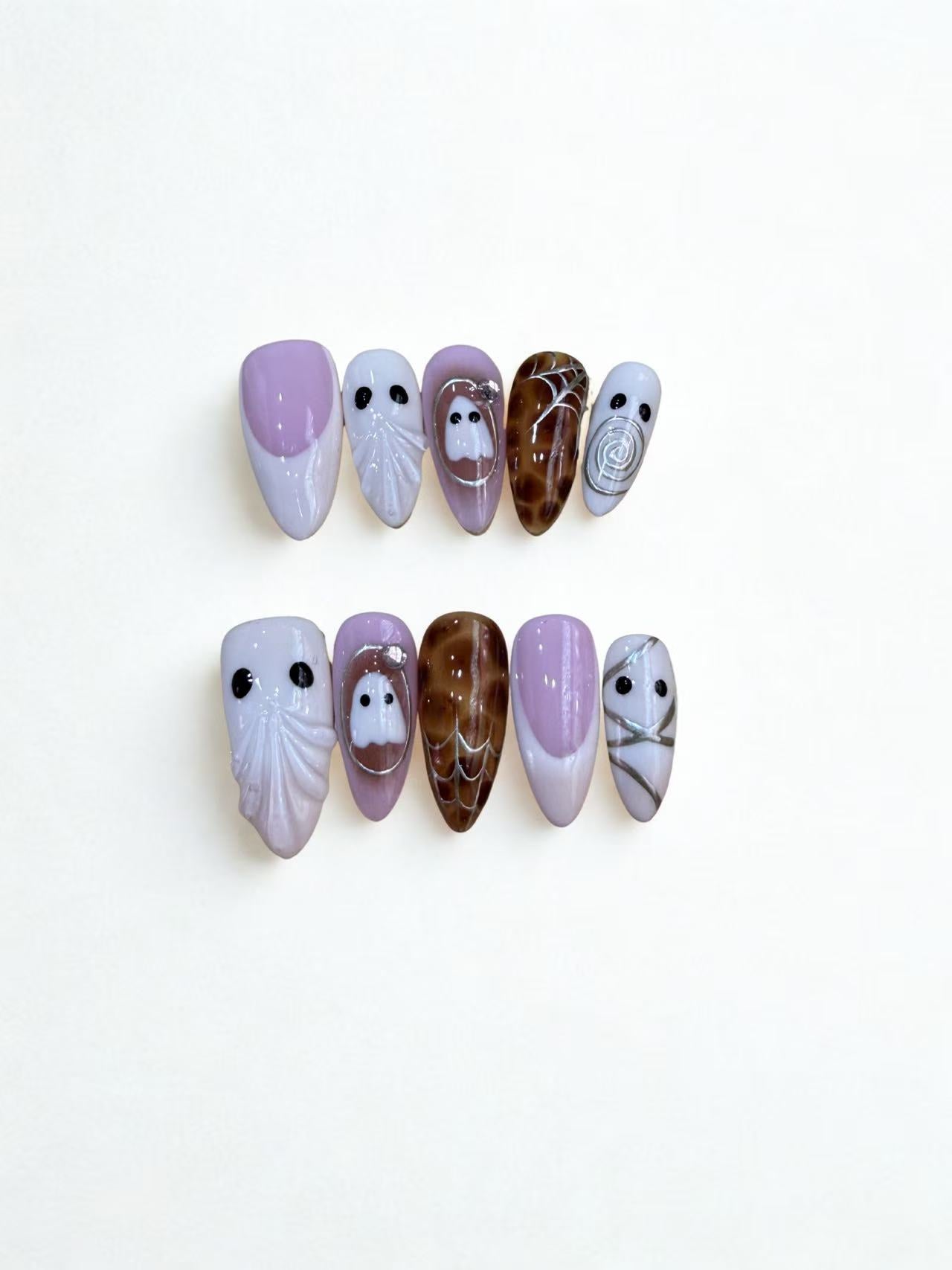 Ghost Tortoise Acrylic Almond Press On Nail - MaYonail Store