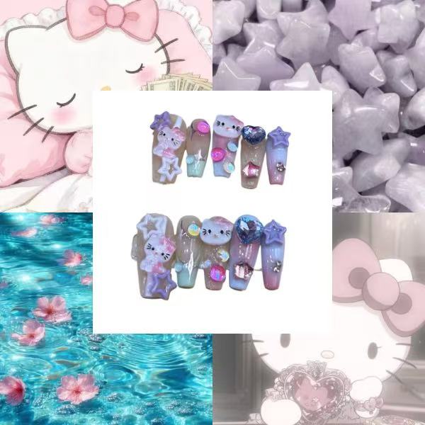 Glamor Hello Kitty Acrylic Coffin Press On Nail - MaYonail Store