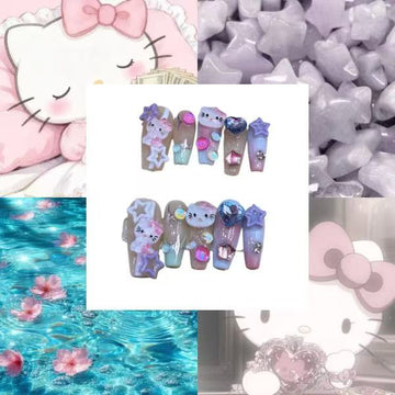 Glamor Hello Kitty Acrylic Coffin Press On Nail - MaYonail Store